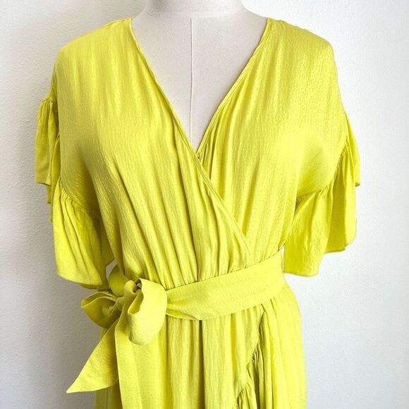 Nissa Ruffled Yellow Asymmetrical Dress – Size 2 Summer Vibes - Picture 3 of 16